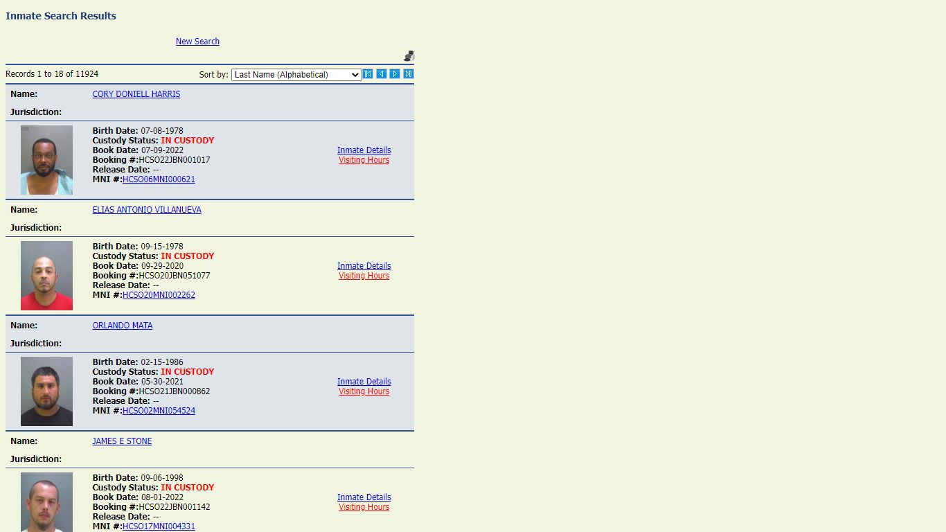 Hendry County Inmate Search Results